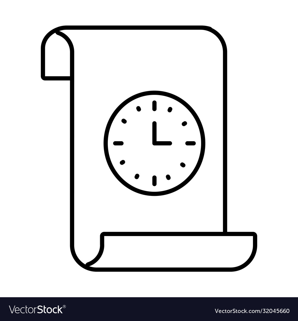 Parchment with clock icon line style