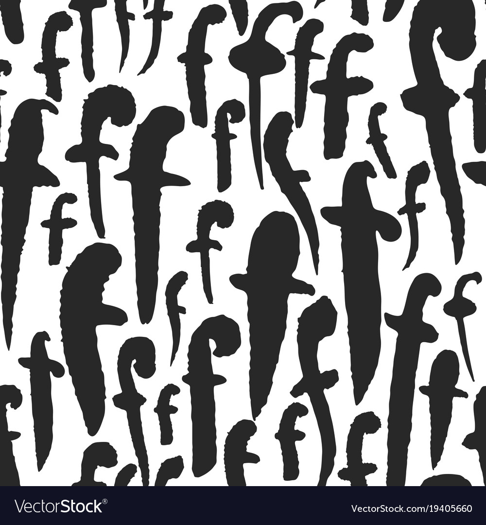 Seamless pattern with calligraphy letters f