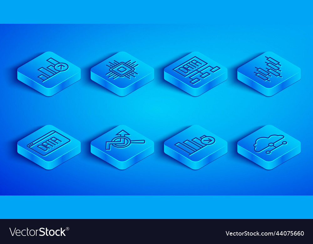 Set line financial growth processor cpu data vector image Set line financial growth processor cpu data