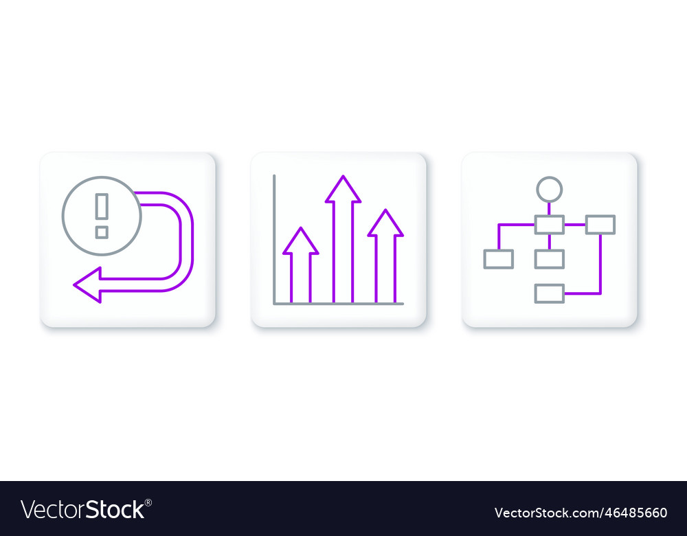 Set line hierarchy organogram chart arrow and pie vector image Set line hierarchy organogram chart arrow and pie