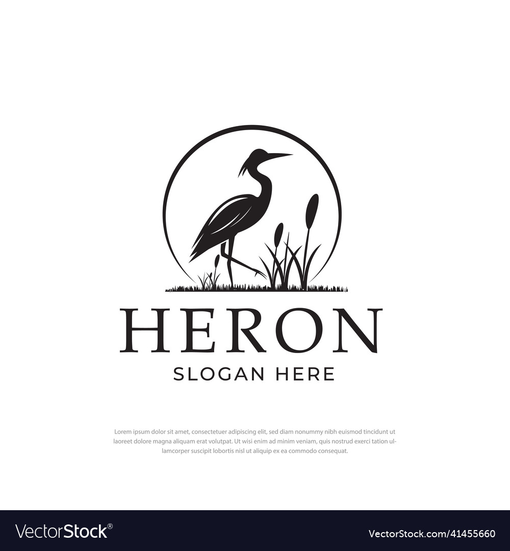 Stork heron silhouette design logodesign template