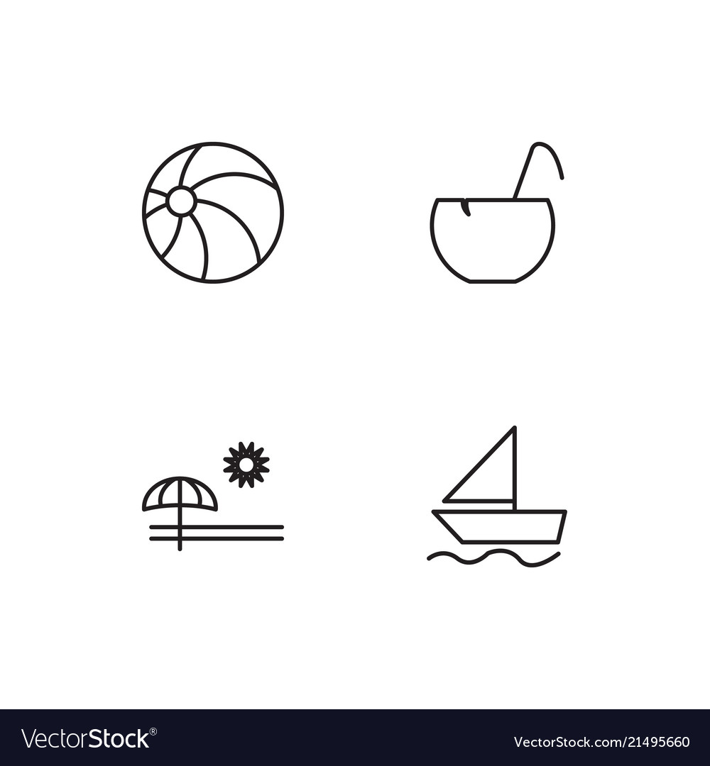 Summer linear icons set simple outline