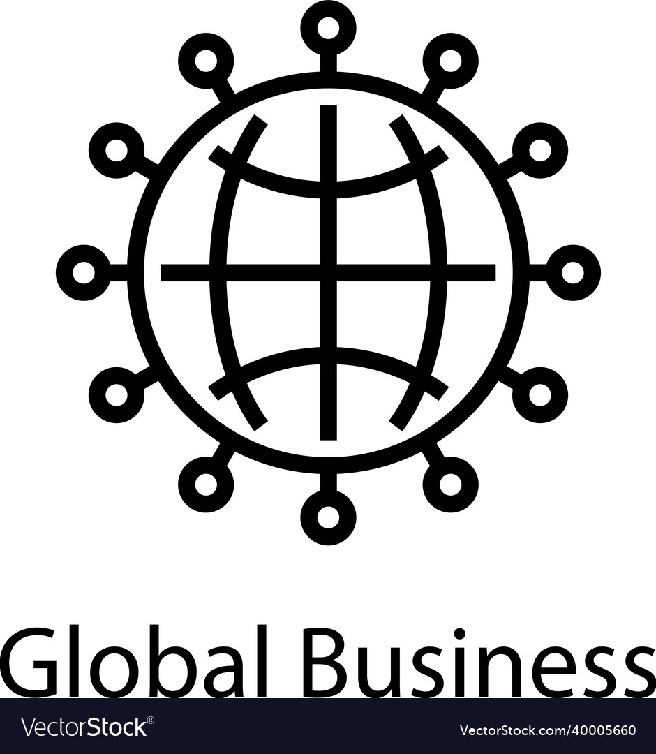 World business line icon global