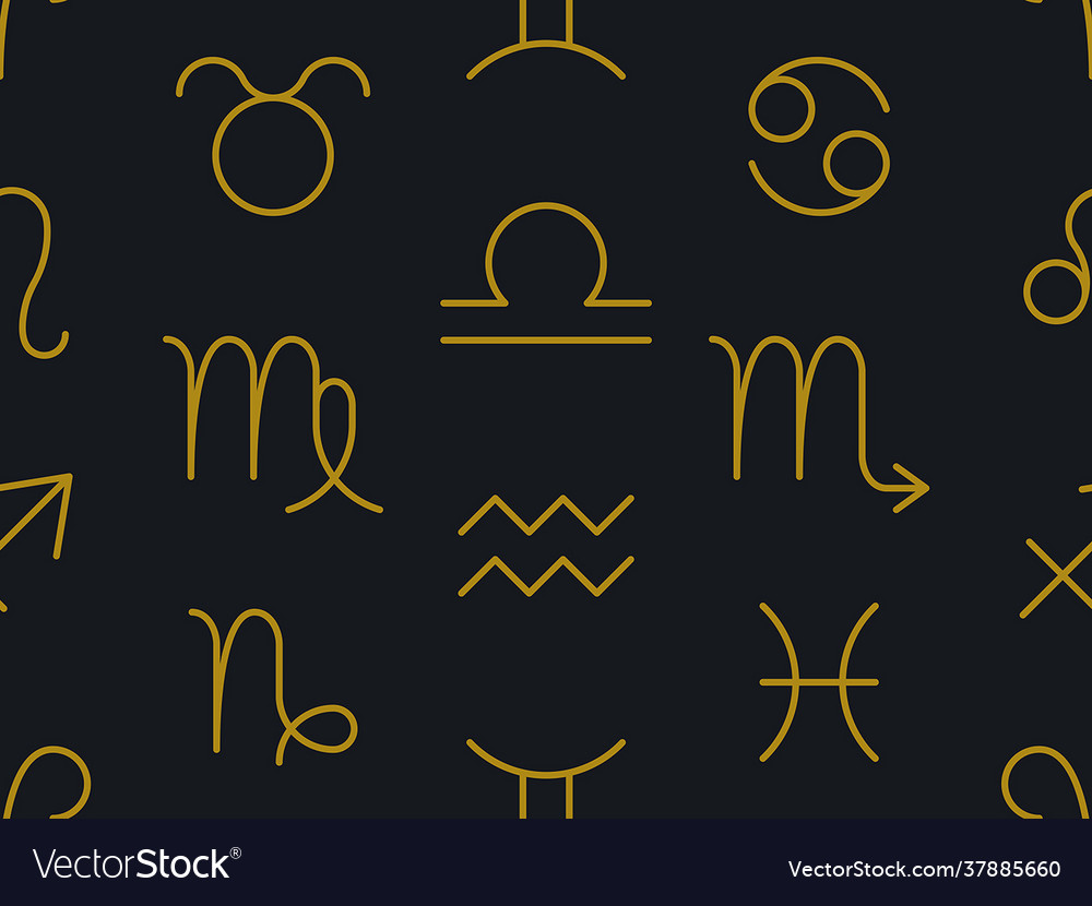 Zodiac signs seamless pattern Royalty Free Vector Image