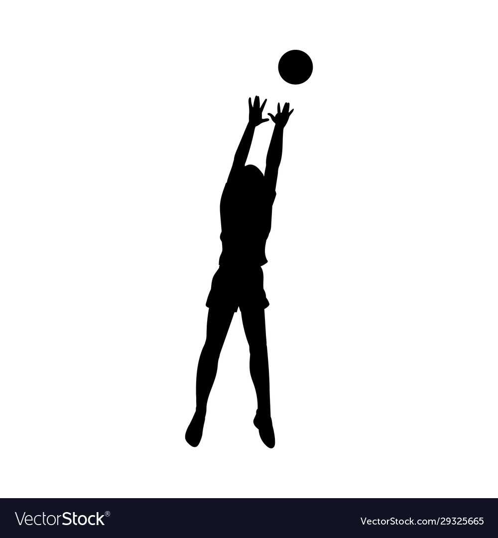 Black isolated silhouette woman catching Vector Image