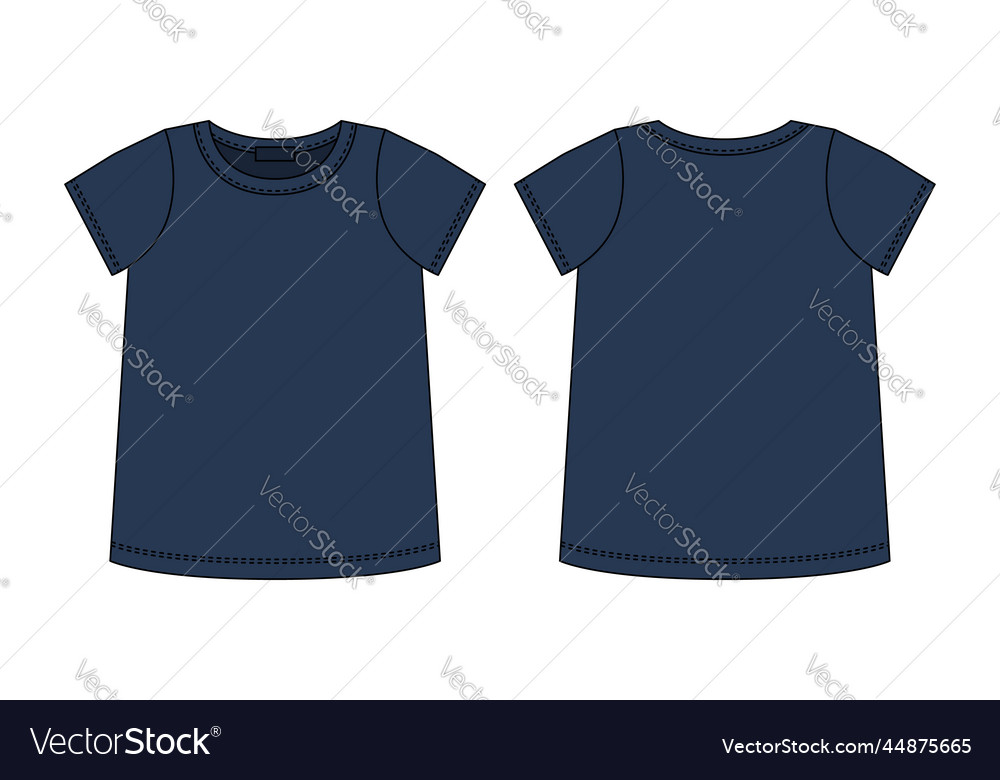 Blank t shirt technical sketch dark blue color Vector Image