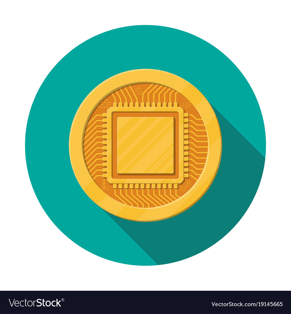 Golden coin with computer chip