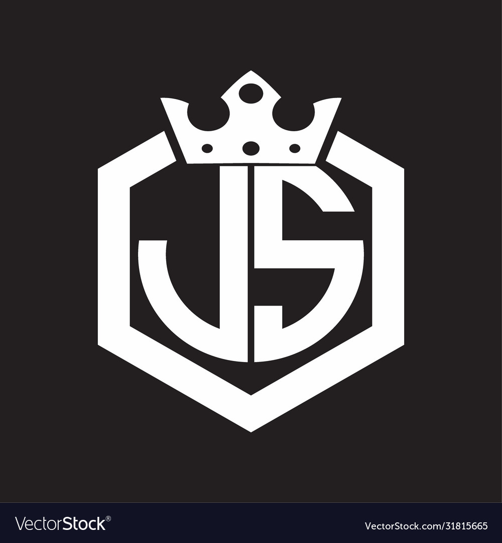 Js logo monogram rounded hexagon shape Royalty Free Vector