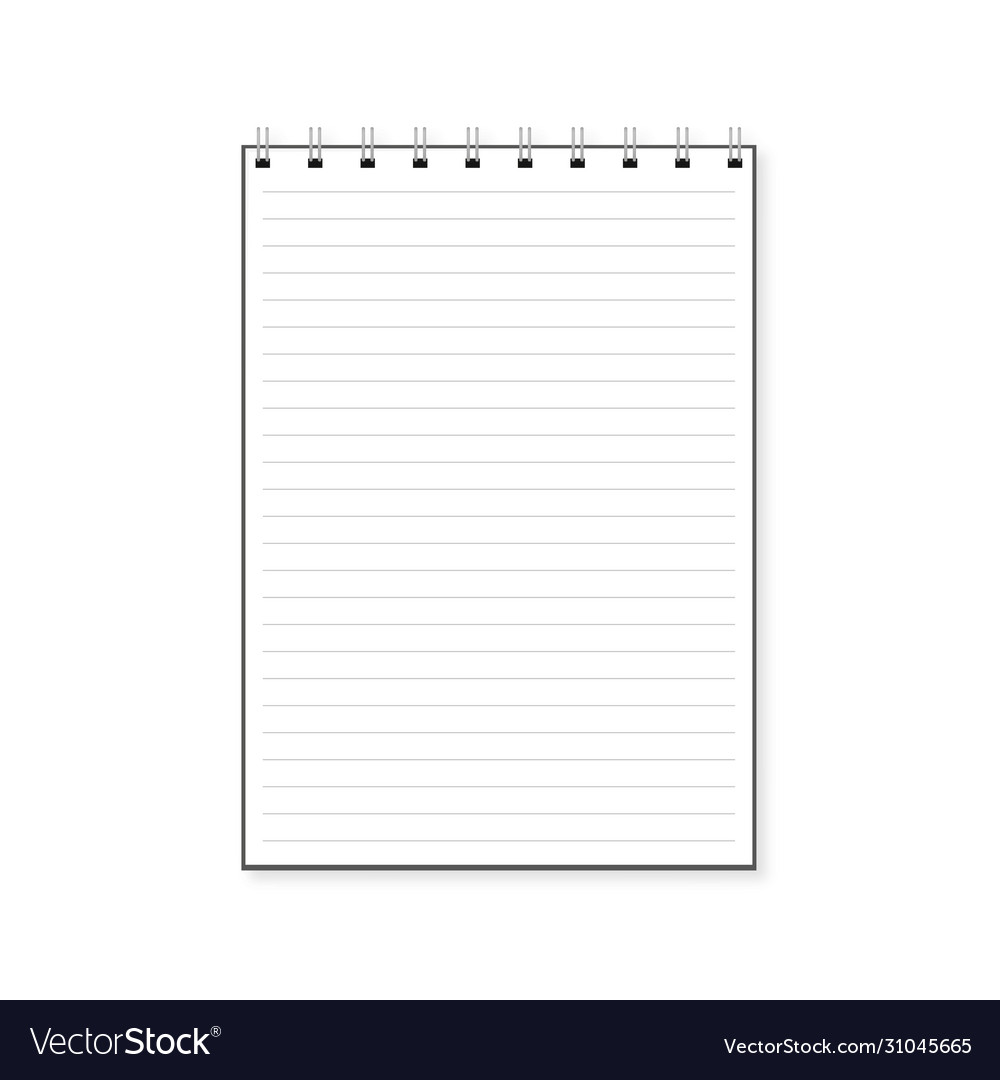 Realistic notebook isolated on white background