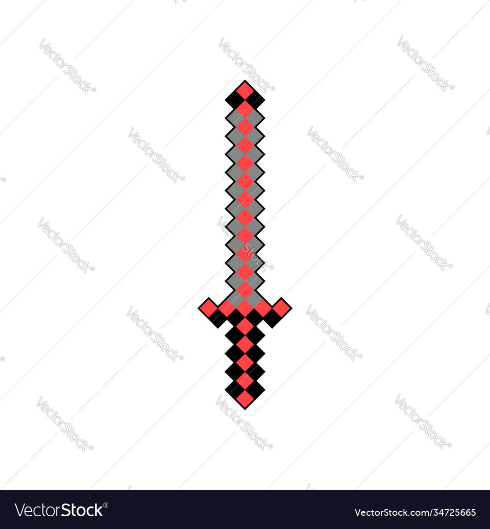 Red pixel sword icon weapon isolated Royalty Free Vector