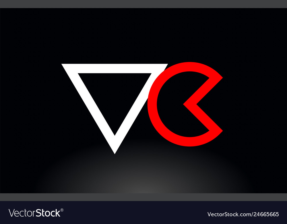Red white alphabet letter vc v c combination Vector Image