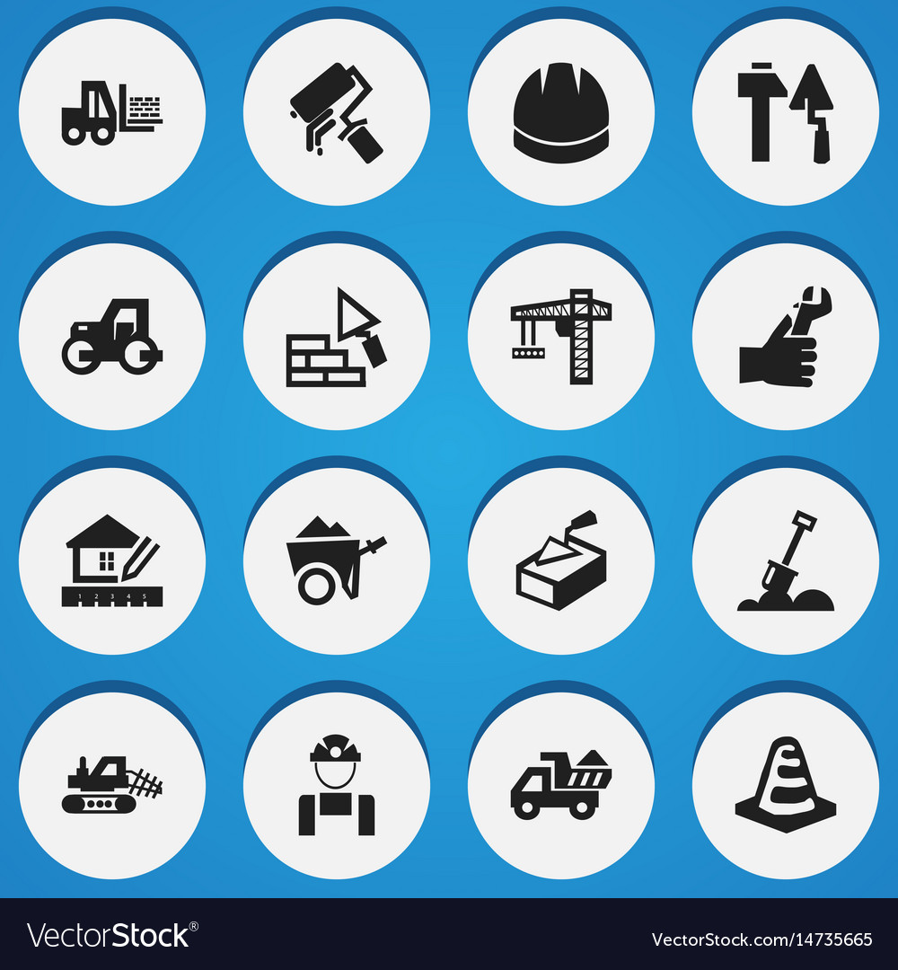 Set of 16 editable building icons includes