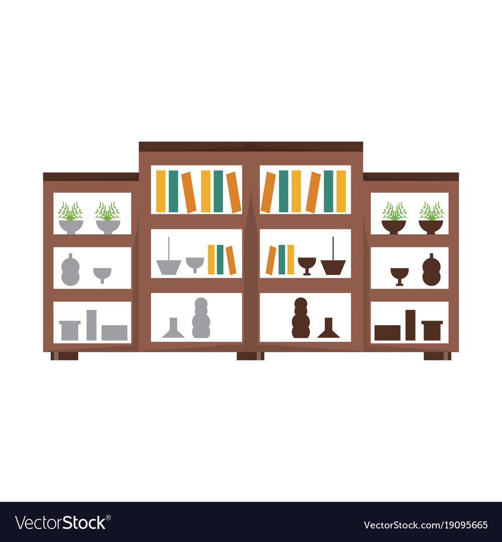 Shelves unit with decorative objects