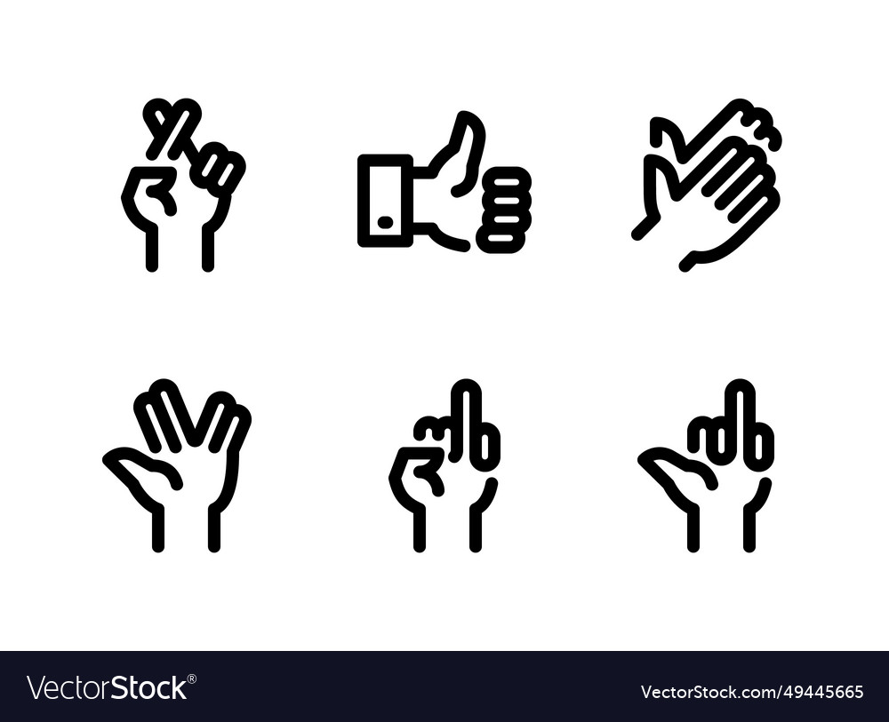 Simple set of hand gestures related line icons