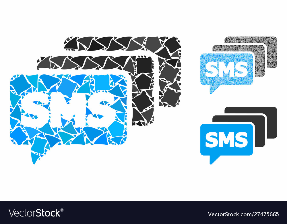 Sms queue mosaic icon ragged items vector image Sms queue mosaic icon ragged items