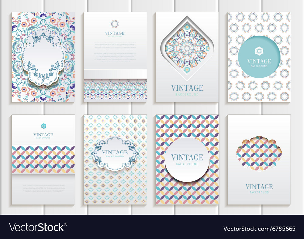 Stock set of brochures in vintage style