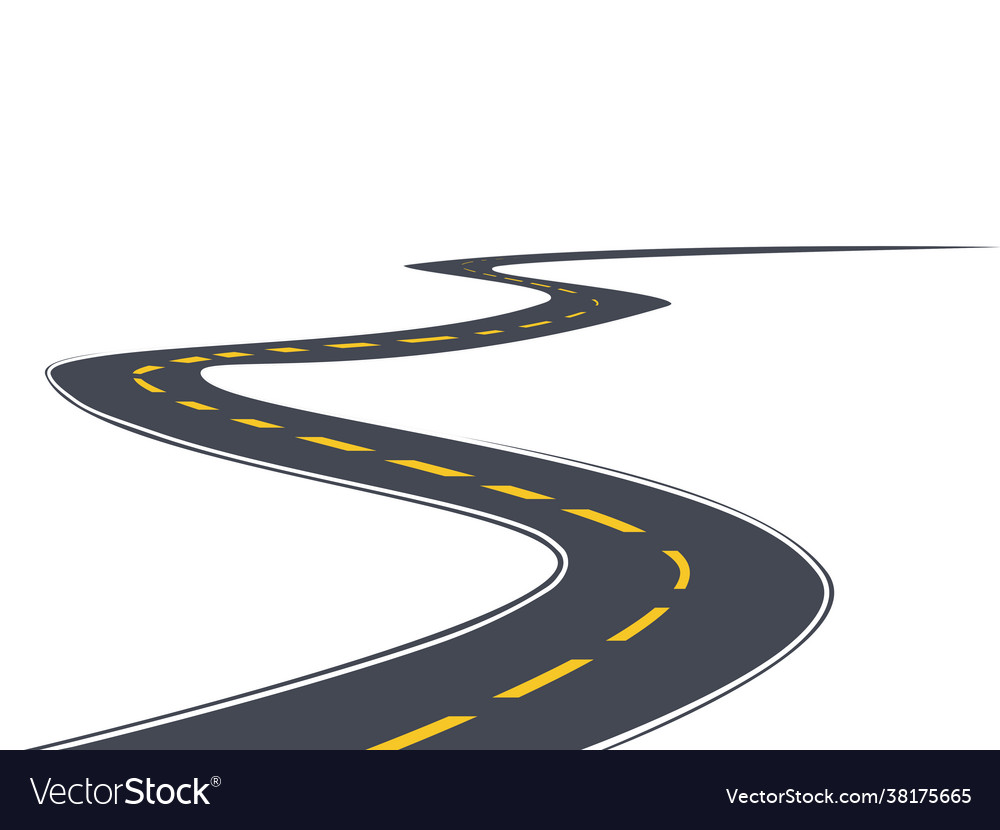 Winding Road Road Template Highway Or Roadway Vector Image