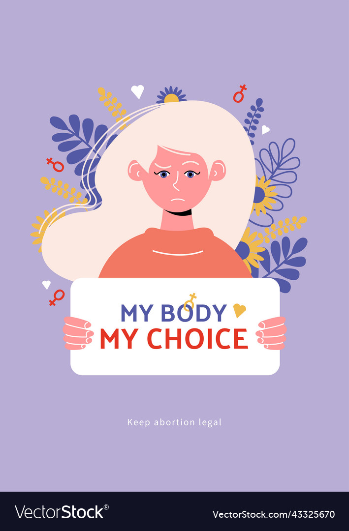 Abortions rights poster concept in flat style Vector Image