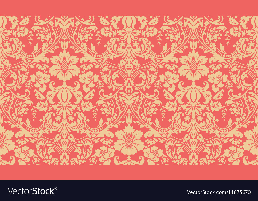Antique Red and Yellow Damask Pattern