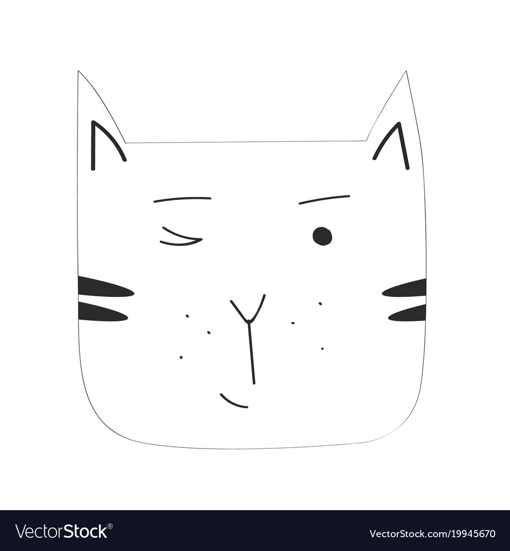 Cartoon black cat isolated on blank space