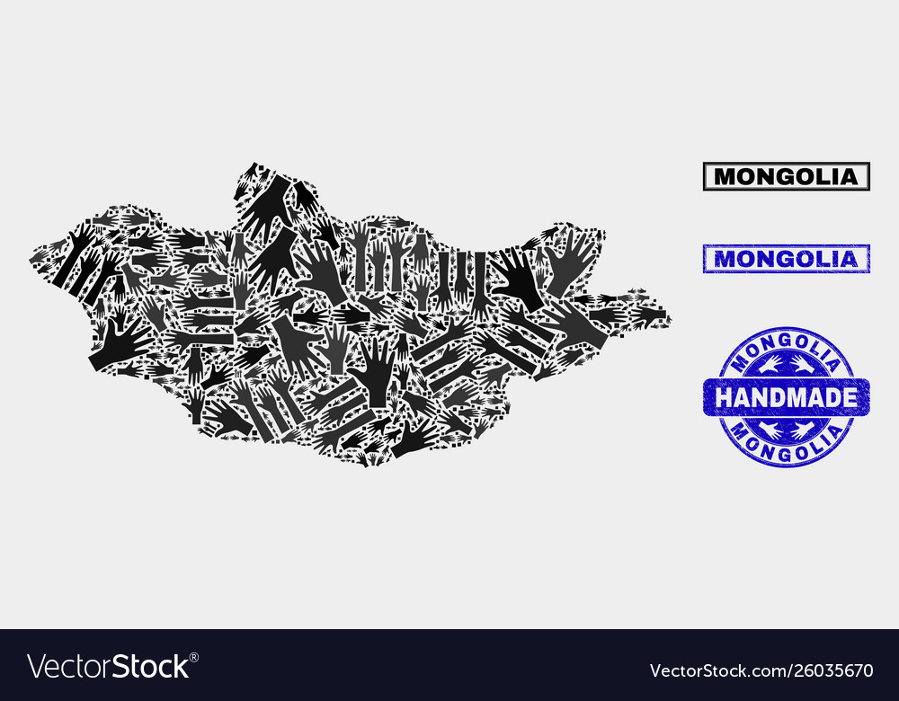 Handmade composition mongolia map and textured