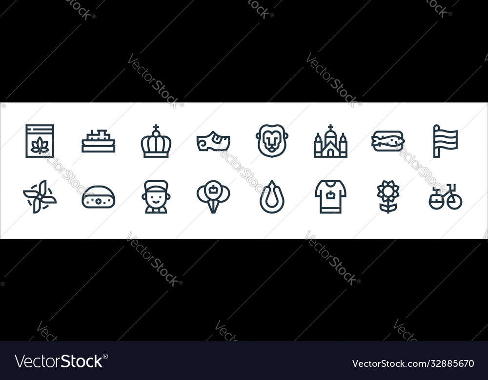 Holland line icons linear set quality
