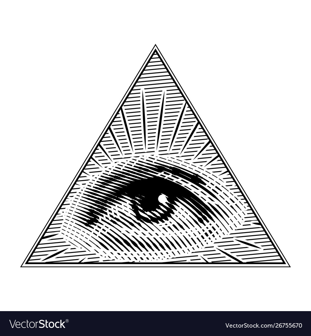 Human eye in a triangle in vintage style Vector Image