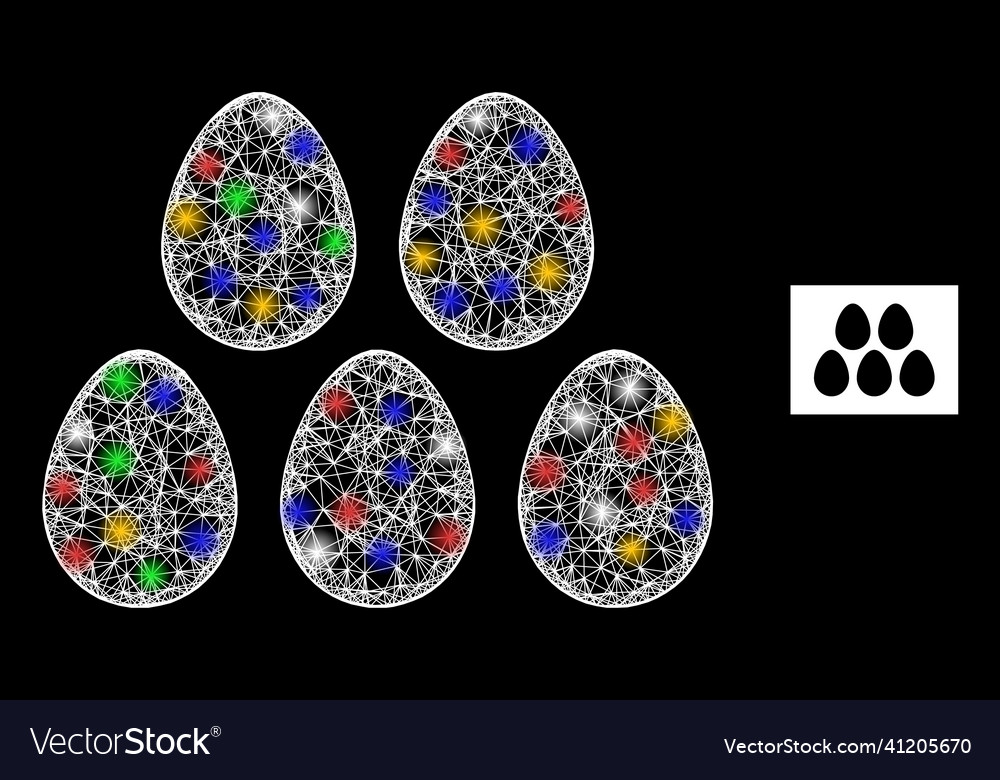 Network web mesh eggs icon with multicolored vector image Network web mesh eggs icon with multicolored