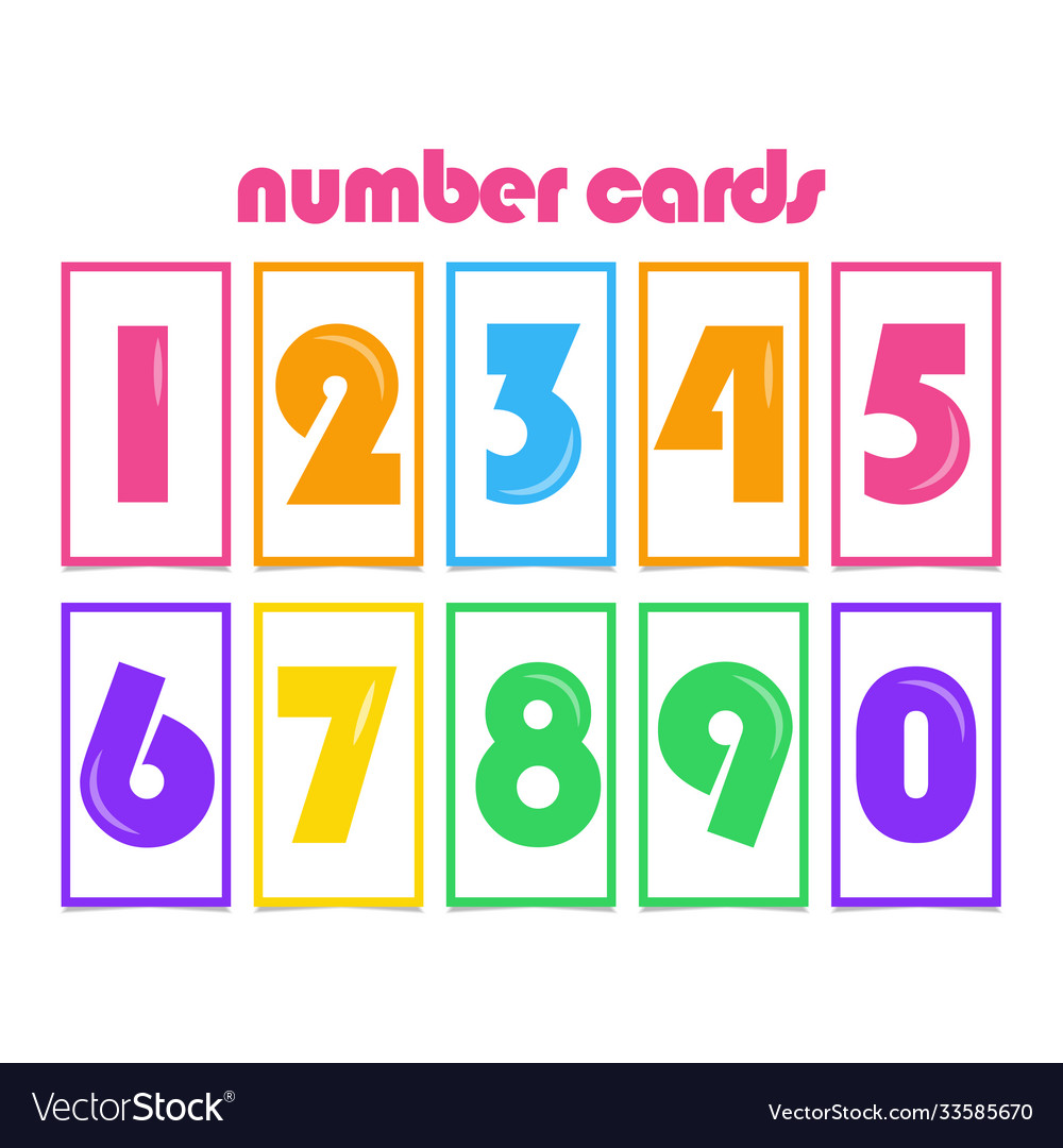 Number cards for kids template design Royalty Free Vector