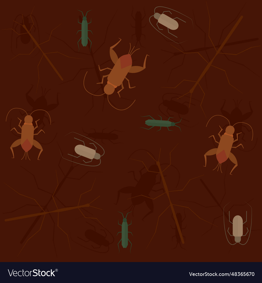 Seamless pattern background with cockroach insect