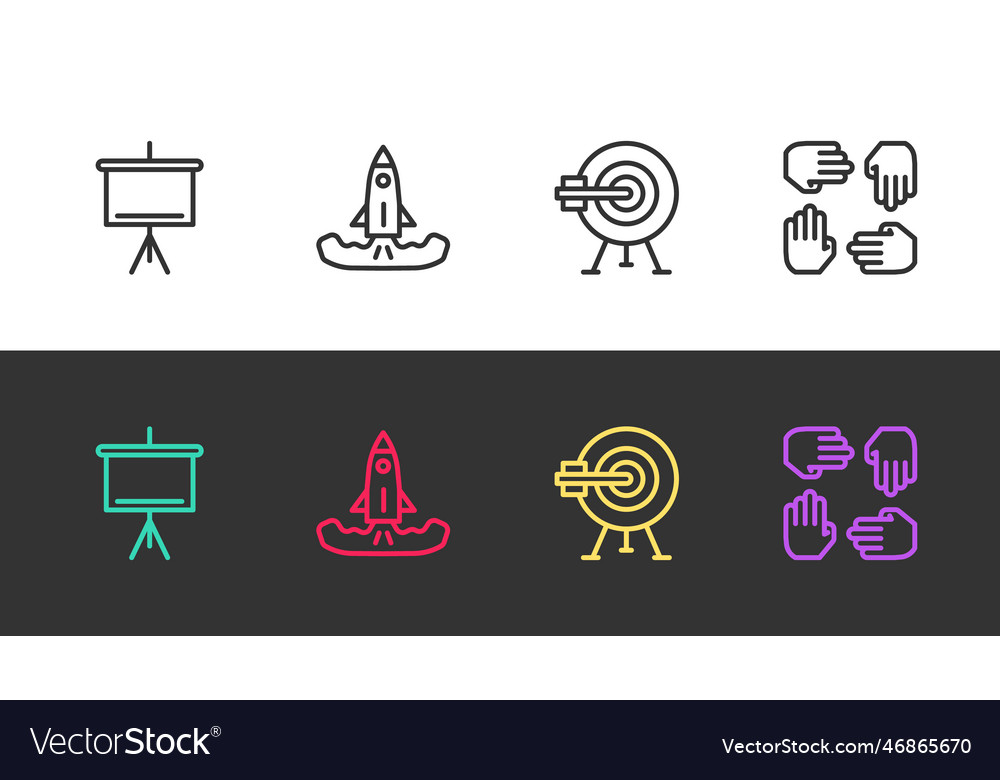 Set line chalkboard rocket target with arrow Vector Image Set line chalkboard rocket target with arrow