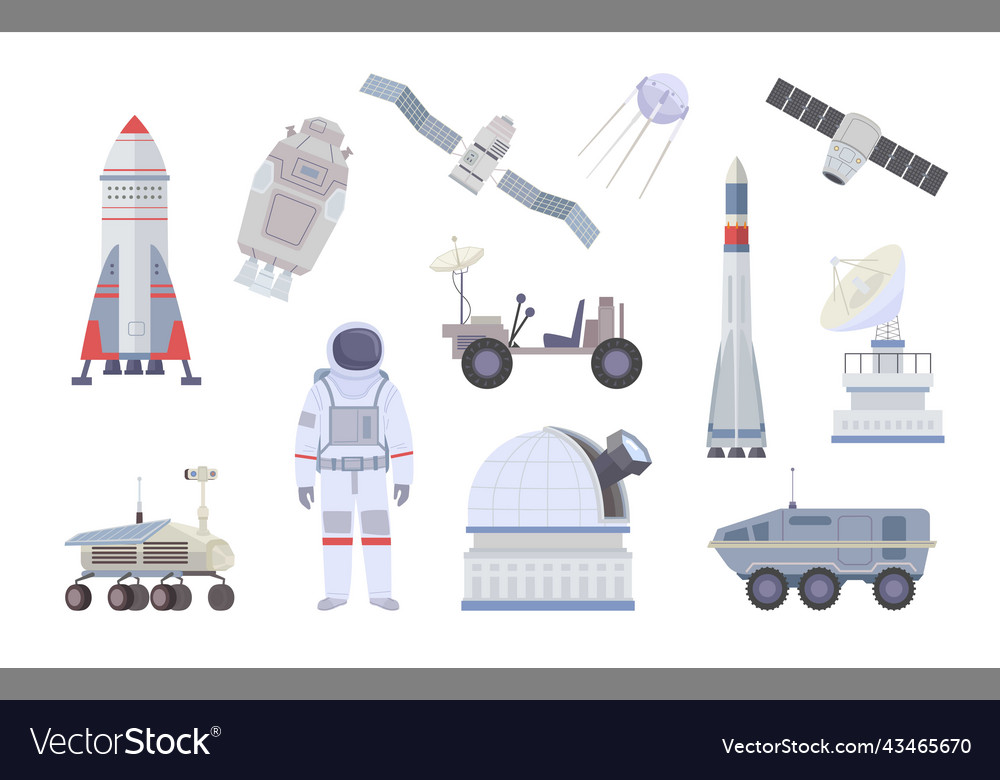 Space objects astronauts moonwalk shuttle