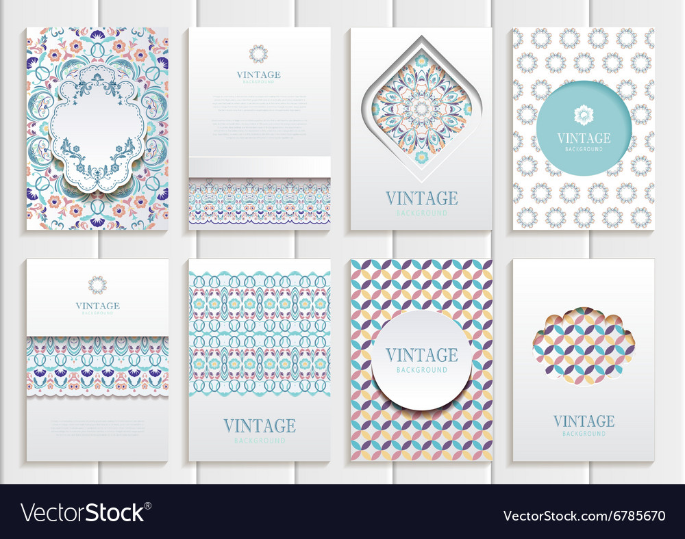 Stock set of brochures in vintage style