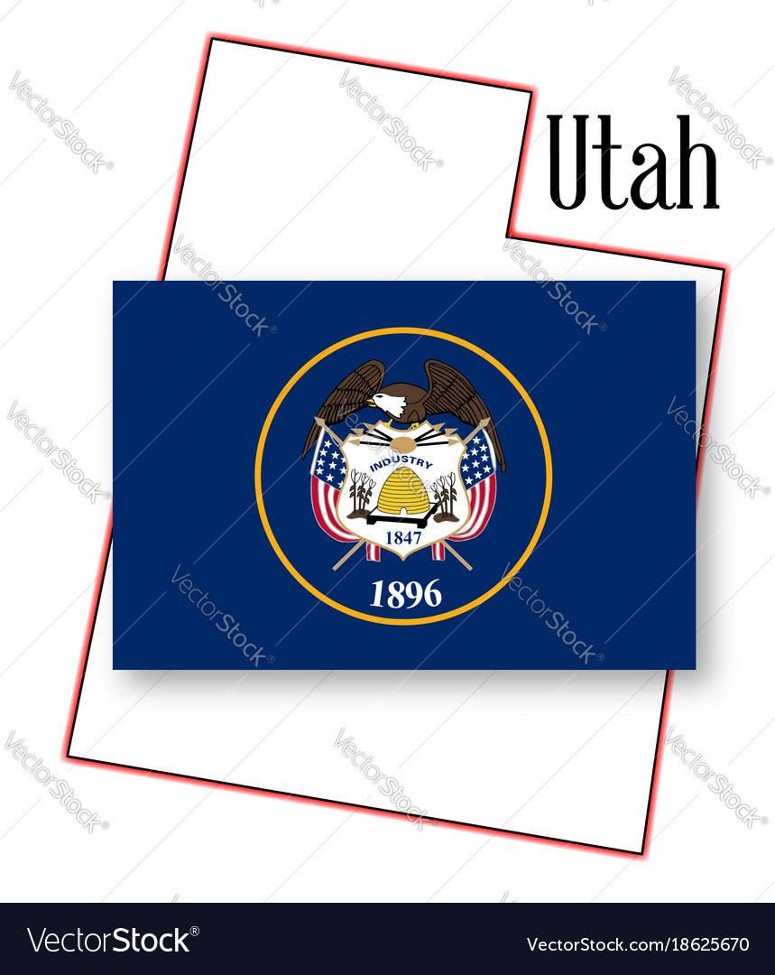 Utah state map and flag Royalty Free Vector Image