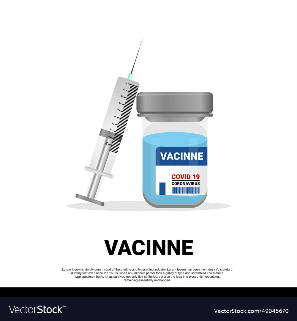Vaccine concept in isometric view image vector image Vaccine concept in isometric view image