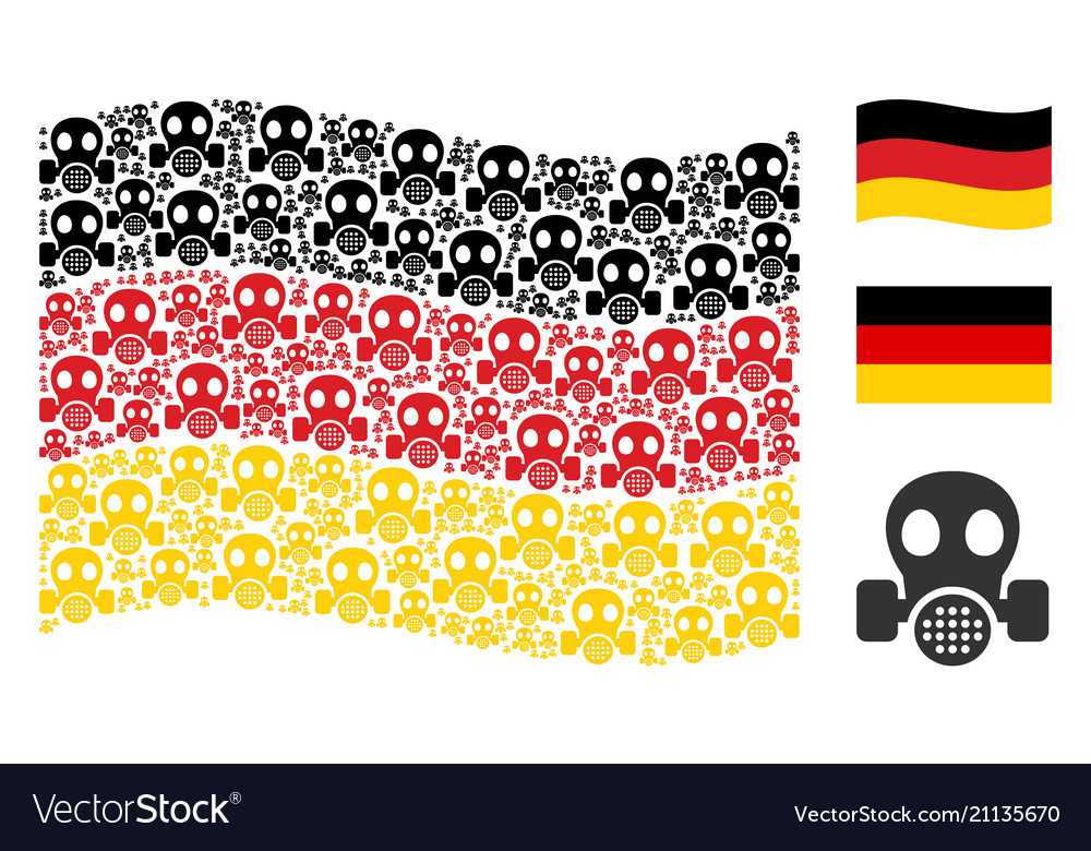 Waving Germany Flag Mosaik von Gasmaske Icons