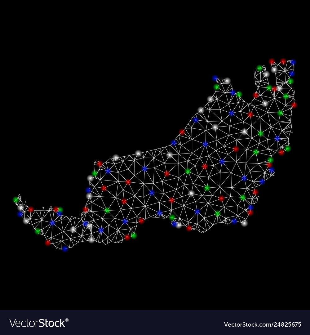 Bright mesh network sarawak state map with flash
