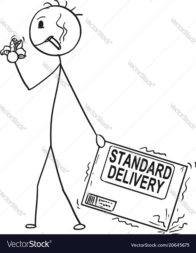 Cartoon of bad delivery man or businessman