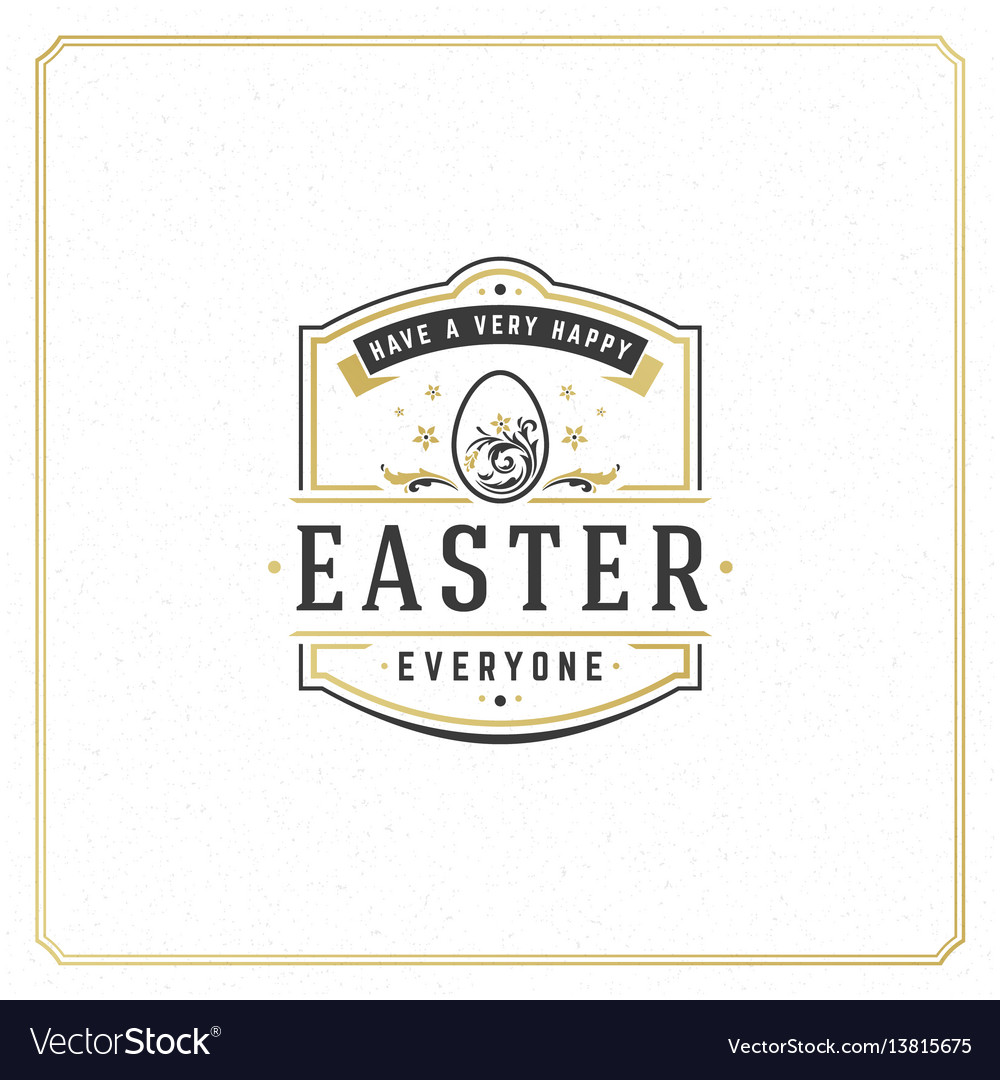 Easter greeting card text template and badge Vector Image