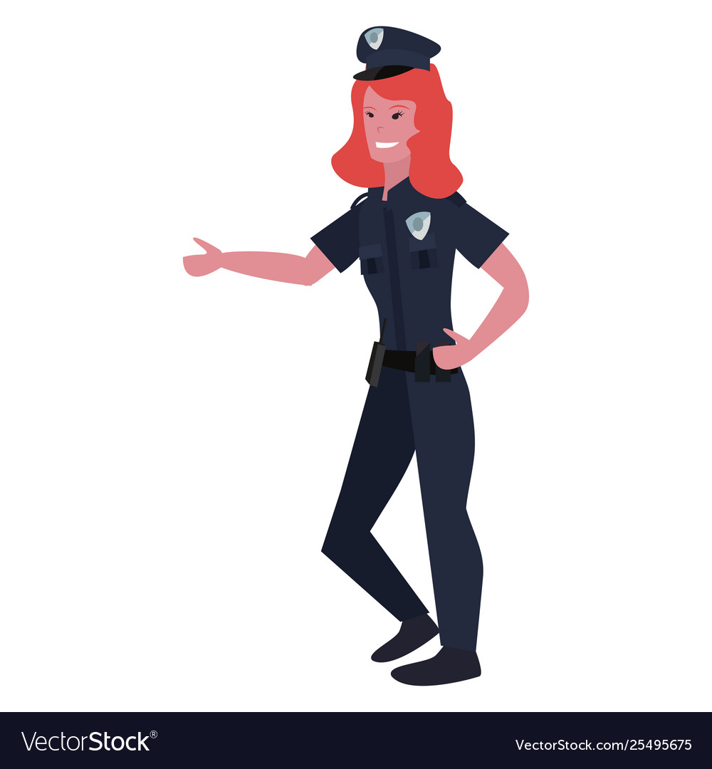 Female policeman character uniform Royalty Free Vector Image