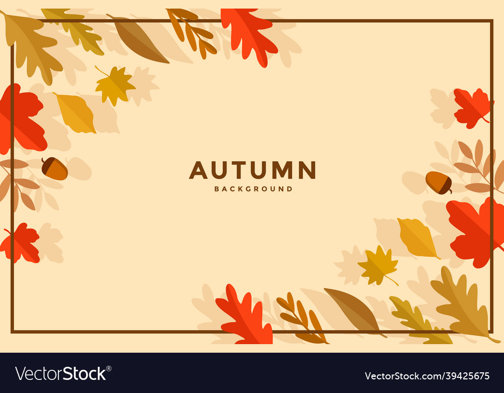 Flat autumn leaves design background Royalty Free Vector