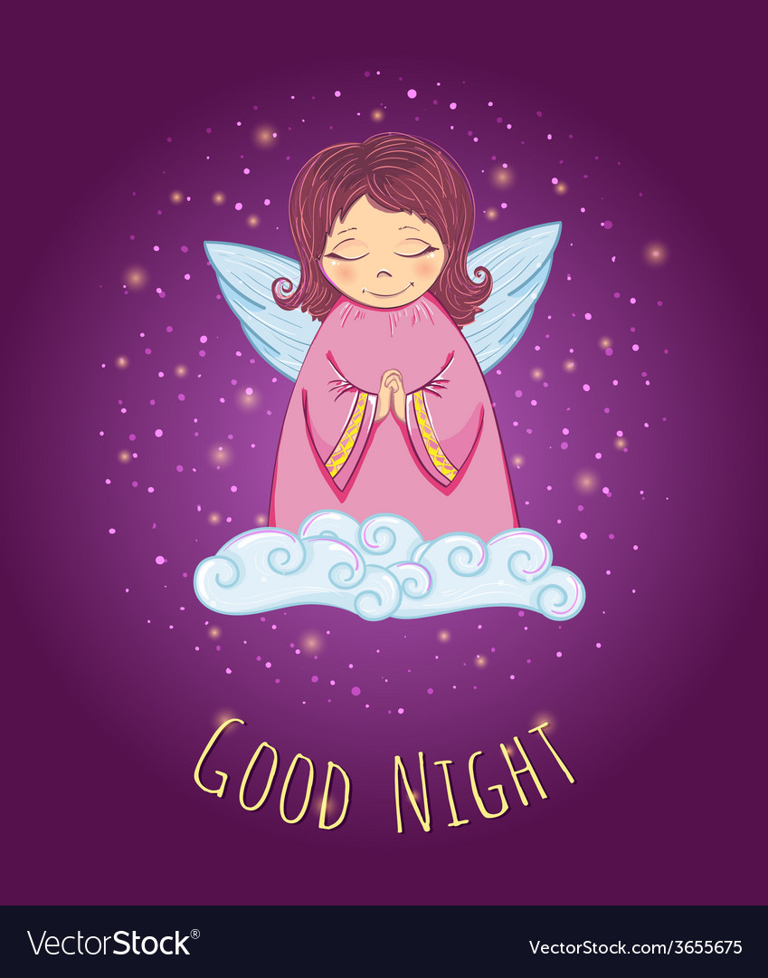 Good night angel Royalty Free Vector Image - VectorStock