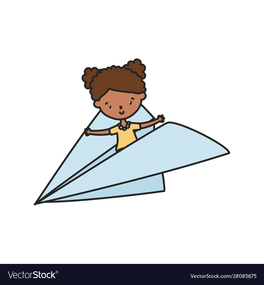 Happy little girl cartoon character flying in Vector Image