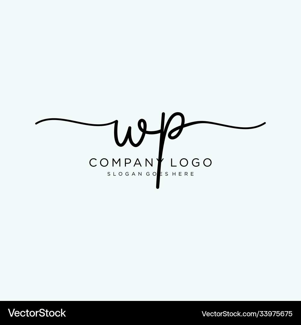 Initial wp handwriting logo with circle template Vector Image