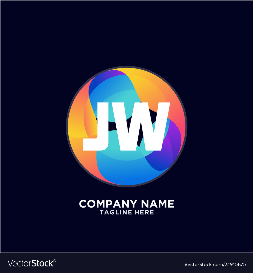 Jw initial logo with colorful circle template
