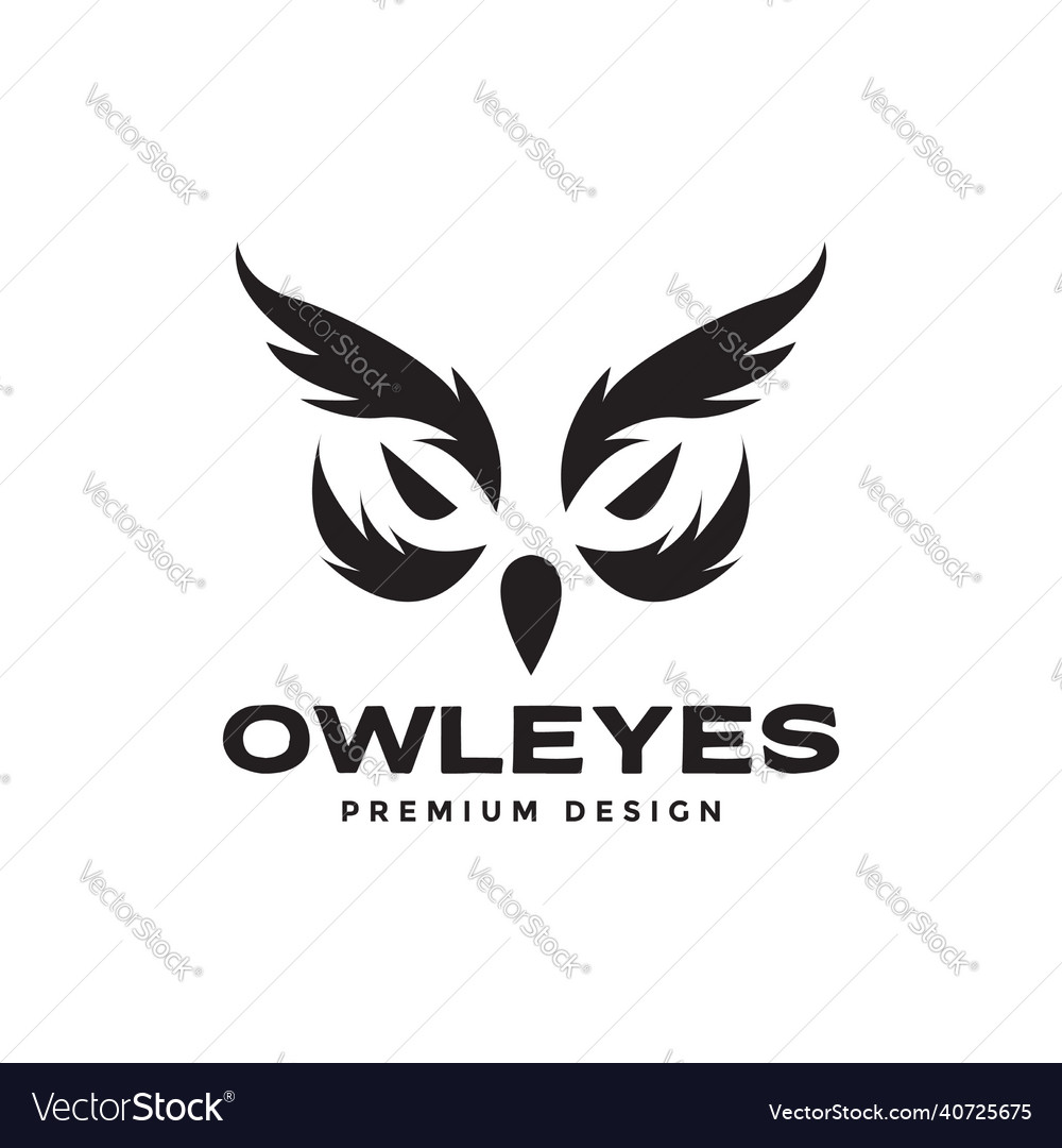 Old face owl black logo design graphic symbol