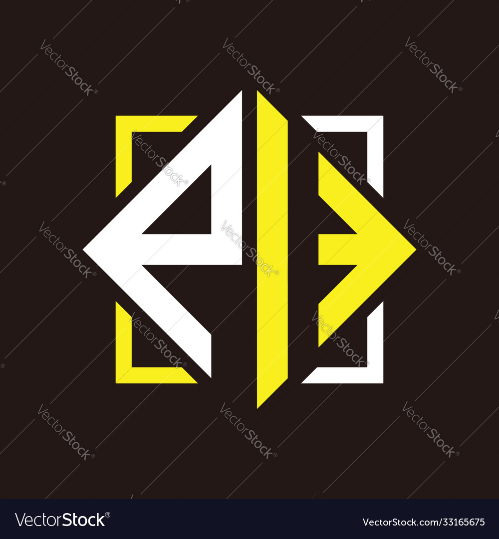P i initials quadrangle monogram with square