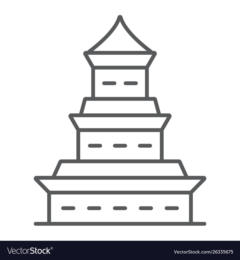 Pagoda thin line icon japan and architecture