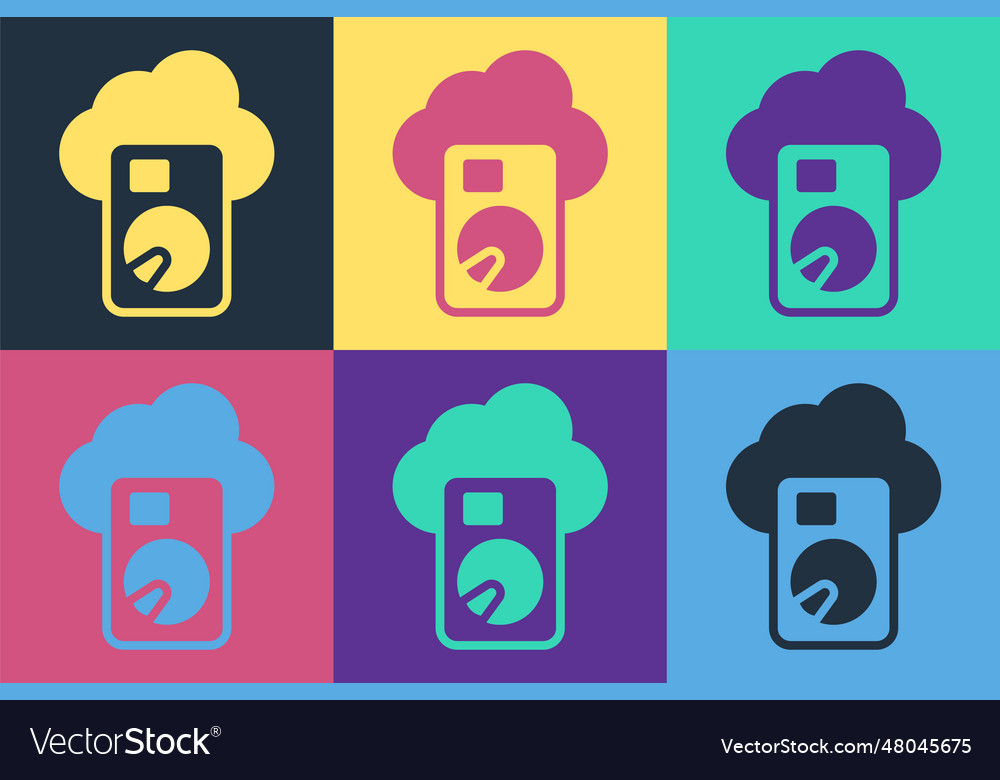 Pop art cloud database icon isolated on color vector image Pop art cloud database icon isolated on color