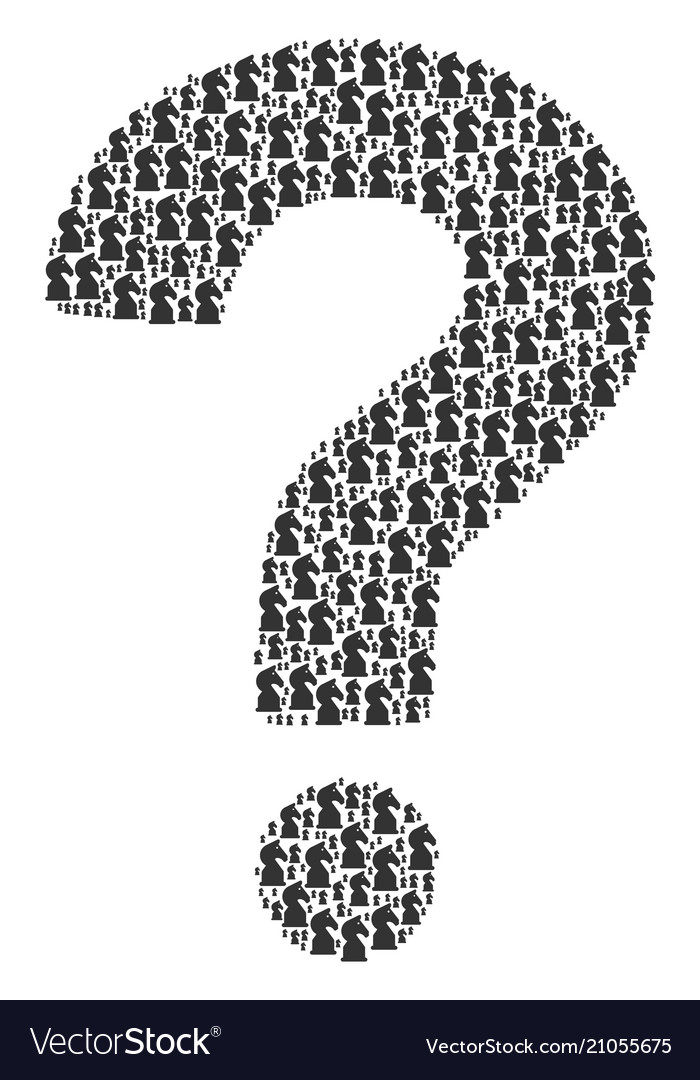 Question collage of chess horse icons